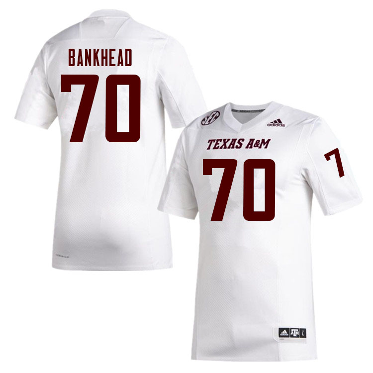Men #70 Josh Bankhead Texas A&M Aggies College Football Jerseys Sale-White
